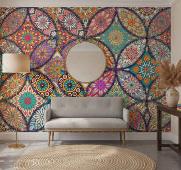 Hallway wall mural colorful mandalas - TenStickers