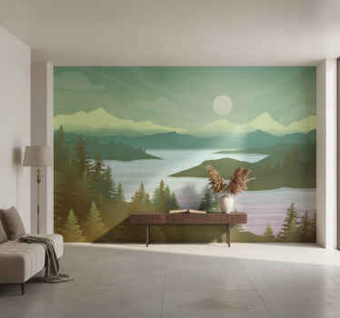 Hallway wall mural river and nature scene - TenStickers