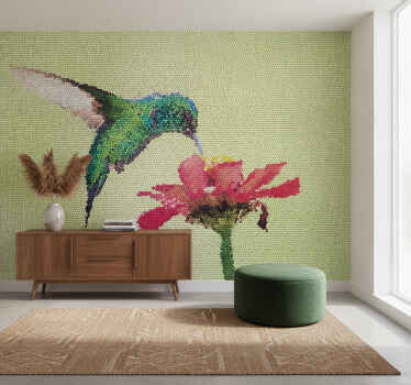 Hallway wall mural colorful bird mosaic - TenStickers