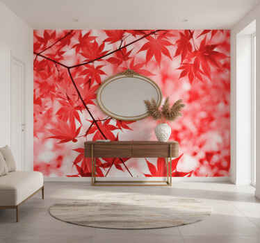 Hallway wall mural red leaf trees - TenStickers