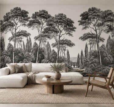 Wall mural nature in black and white - TenStickers