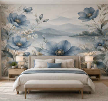 Mural de parede natureza flor azul - TenStickers