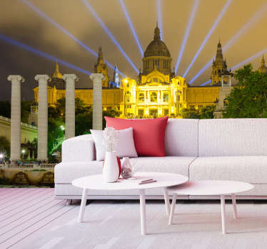 Barcelona Night Lights city wall mural - TenStickers