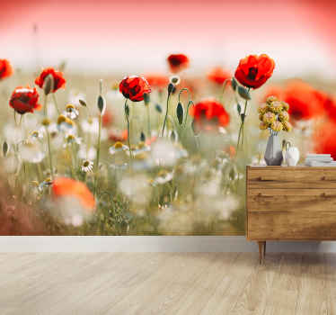 Poppy field Photo Wall Mural - TenStickers
