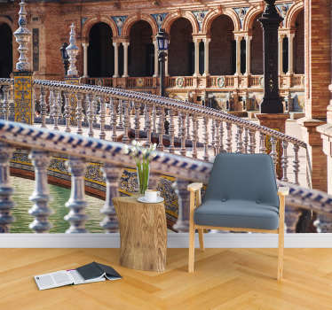 ¡Fantástica ciudad de Sevilla con la Plaza España se verá genial en tus paredes! Nuestro fotomural de ciudad es una forma moderna de decoración.