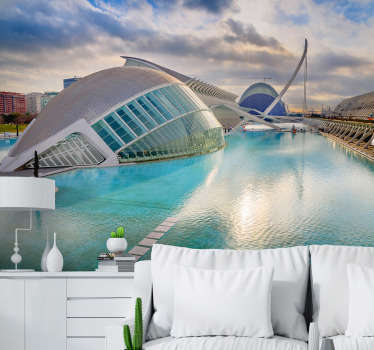 Este mural de parede de cidades, a bela cidade de Valência ficará fantástica nas suas paredes!  Fácil de aplicar.