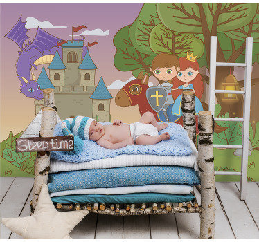 Barn fototapeter drake på slottet - Tenstickers