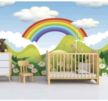 Tapisserie arc-en-ciel au-dessus des montagnes - TenStickers