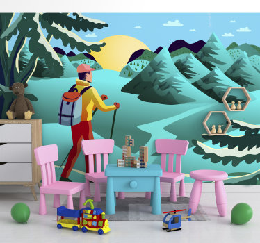 Forget about boring walls with this amazing forest wall mural with the design of animated landscape. Full of trees and magic.