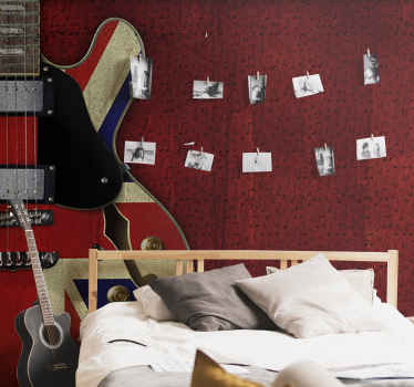 Union Jack guitar music notes wall mural - TenStickers