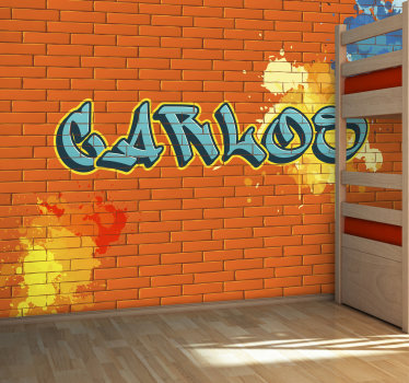 Orange Brick graffiti wall mural - TenStickers