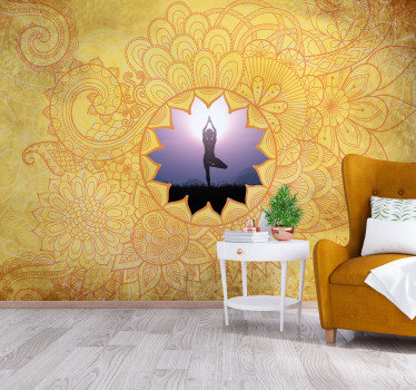 Fotomural mandala amarillo personalizable - TenVinilo