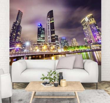 Melbourne downtown night City wall mural - TenStickers