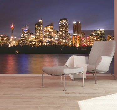 Sydney view at night City wall mural - TenStickers