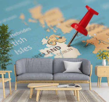 Map wall mural Ireland Map Pinned City - TenStickers