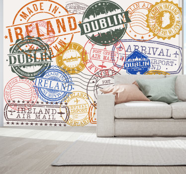 Ireland Stamps City wall mural - TenStickers