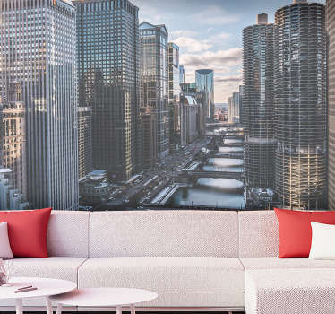 Chicago Wall Mural aerial - TenStickers
