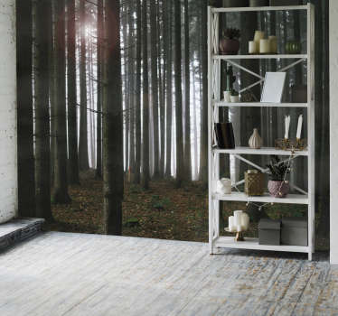 Papel pintado paisaje bosque conífero - TenVinilo