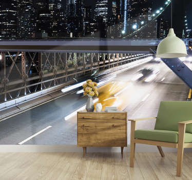 Fotomural de Nueva York puente y coches - TenVinilo