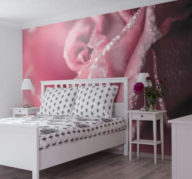Pink rose flower wall mural - TenStickers