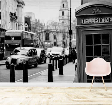 黑色和白色伦敦城墙壁画 - TenStickers