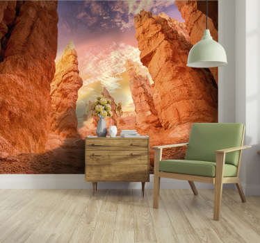 Fotomural pared de naturaleza Cañón de rosas - TenVinilo