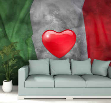 Bandiera italiana in casa tua con il nostro design murale originale bandiera del paese italiano. Questo disegno è realizzato in uno stile di trama dipinto.