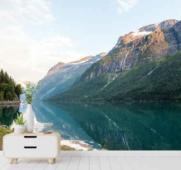 Fototapeta drewniany krajobraz w jeziorze jezioro - TenStickers