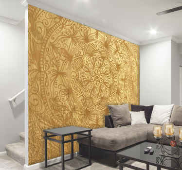 Fotomural Zen mandala dorado para salon - TenVinilo