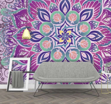 Purple mandala wall mural - TenStickers