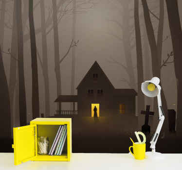 Fotomural Halloween casa terrorífica en bosque - TenVinilo