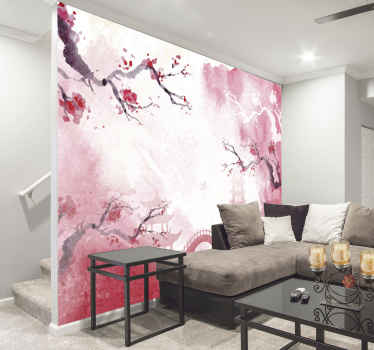 Japanese garden flower wall mural - TenStickers