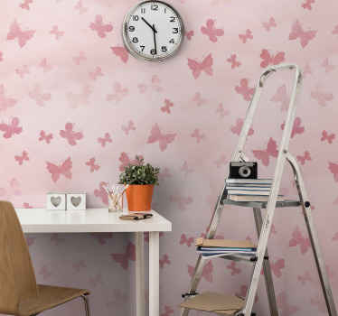 Papier peint mural rose Papillons roses - TenStickers