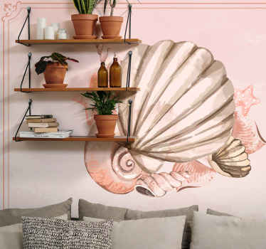 Seashell and Starfish flower wall mural - TenStickers