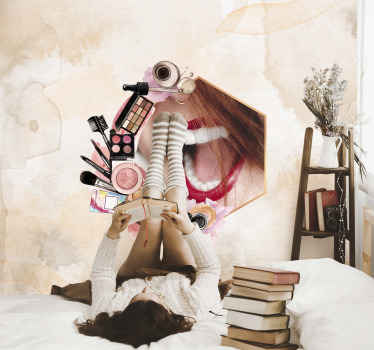 Fotomural frase esenciales de belleza de moda - TenVinilo