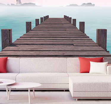 Laituri katselee valtameren tapetti kuvalla valokuvatapetti meri - Tenstickers