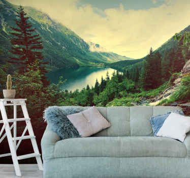 Lake between mountains nature wall mural - TenStickers