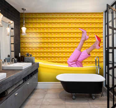 Woman in yellow bathtub People Wall Mural - TenStickers