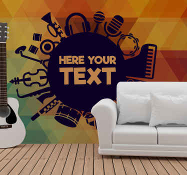 Musical notes instruments silhouette wall mural - TenStickers