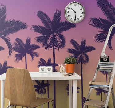 Sunset Palms tree mural photo - TenStickers