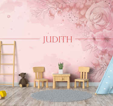 Rosa personlig blomster tilpasset fototapet - Tenstickers