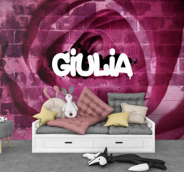 Henkilökohtainen kukka graffiti muokattava valokuvatapetti - Tenstickers