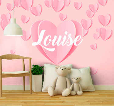 Pink heart personalised custom wall mural - TenStickers