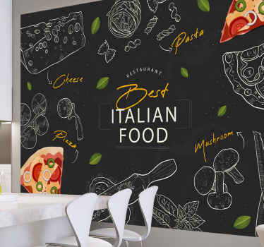 Italian food icons wall mural - TenStickers