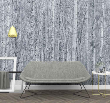 Erdei fák fekete és fehér falfestmény - TenStickers