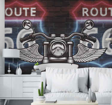 California route 66 motorcycle wallmural - TenStickers
