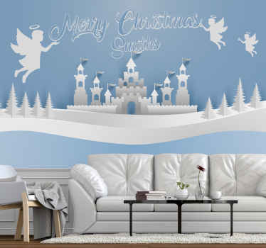 Angelic Winter Scene christmas wall mural - TenStickers