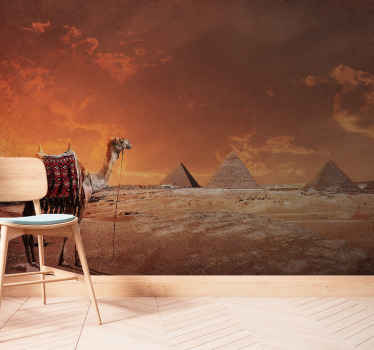 Pyramids and Camel landscape mural - TenStickers