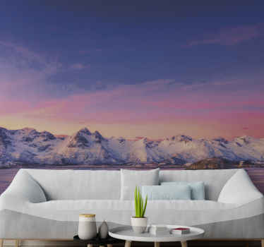 Snowy Mountain Sunset landscape mural - TenStickers