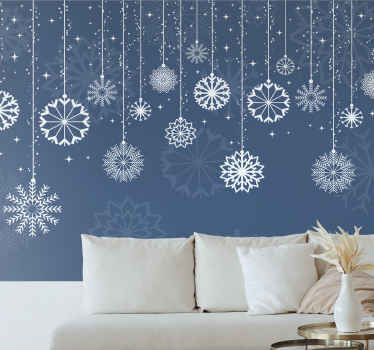 Falling Snowflakes christmas wall mural - TenStickers